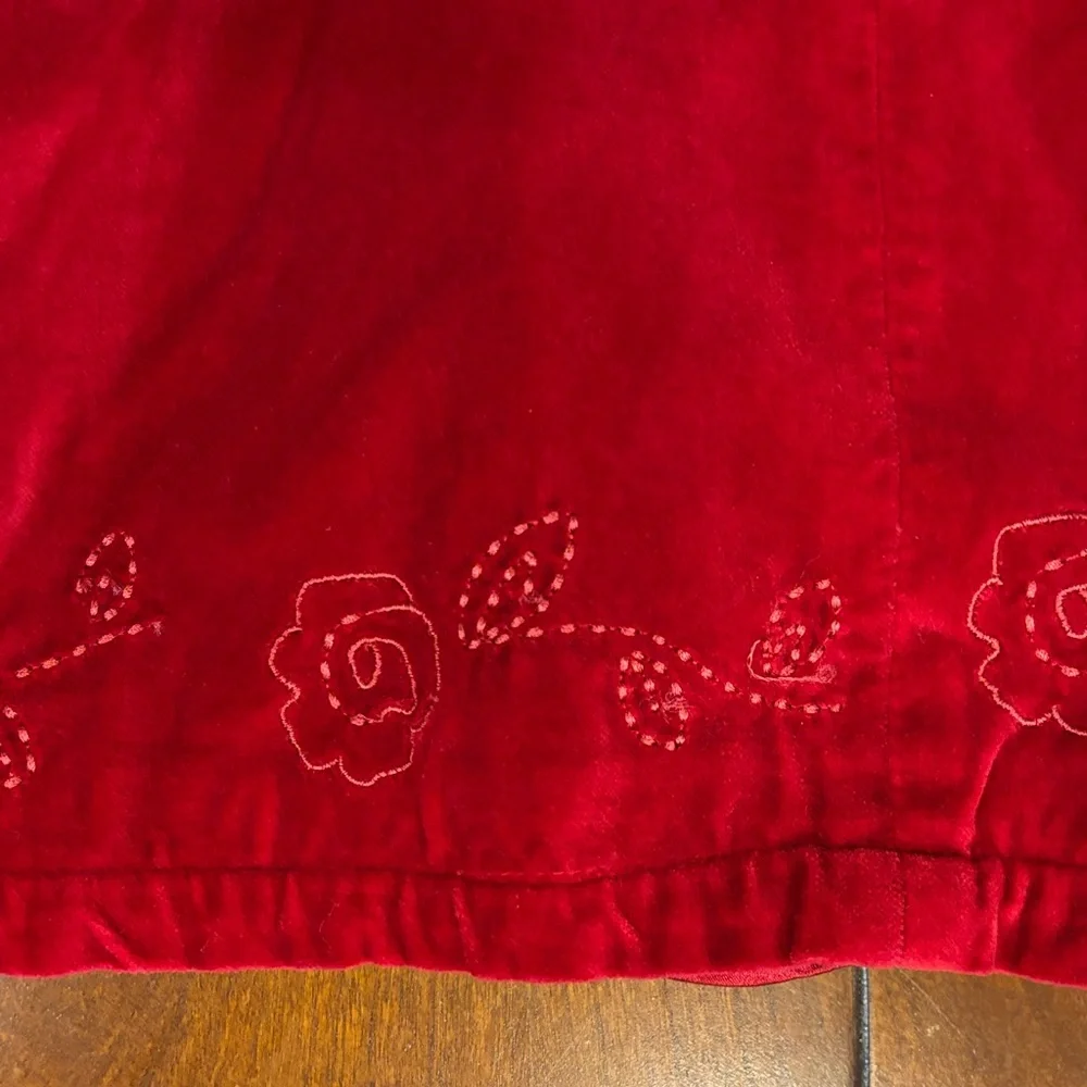 The Children's Place Red Floral Velvet Cotton Girls Dress‎ - Picture 4 of 9